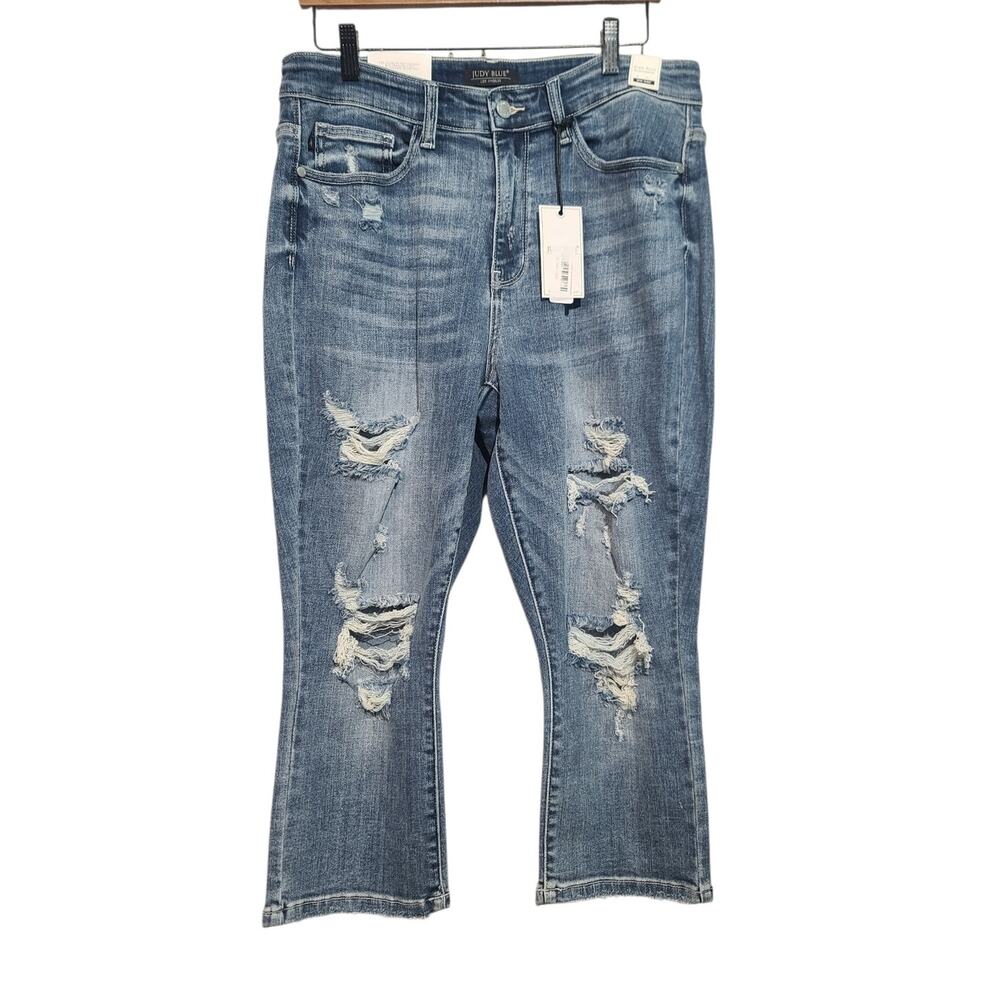 Judy Blue Skinny Fit Capri Jeans Distressed Stretch NWT 16W jb82258 - Picture 1 of 5